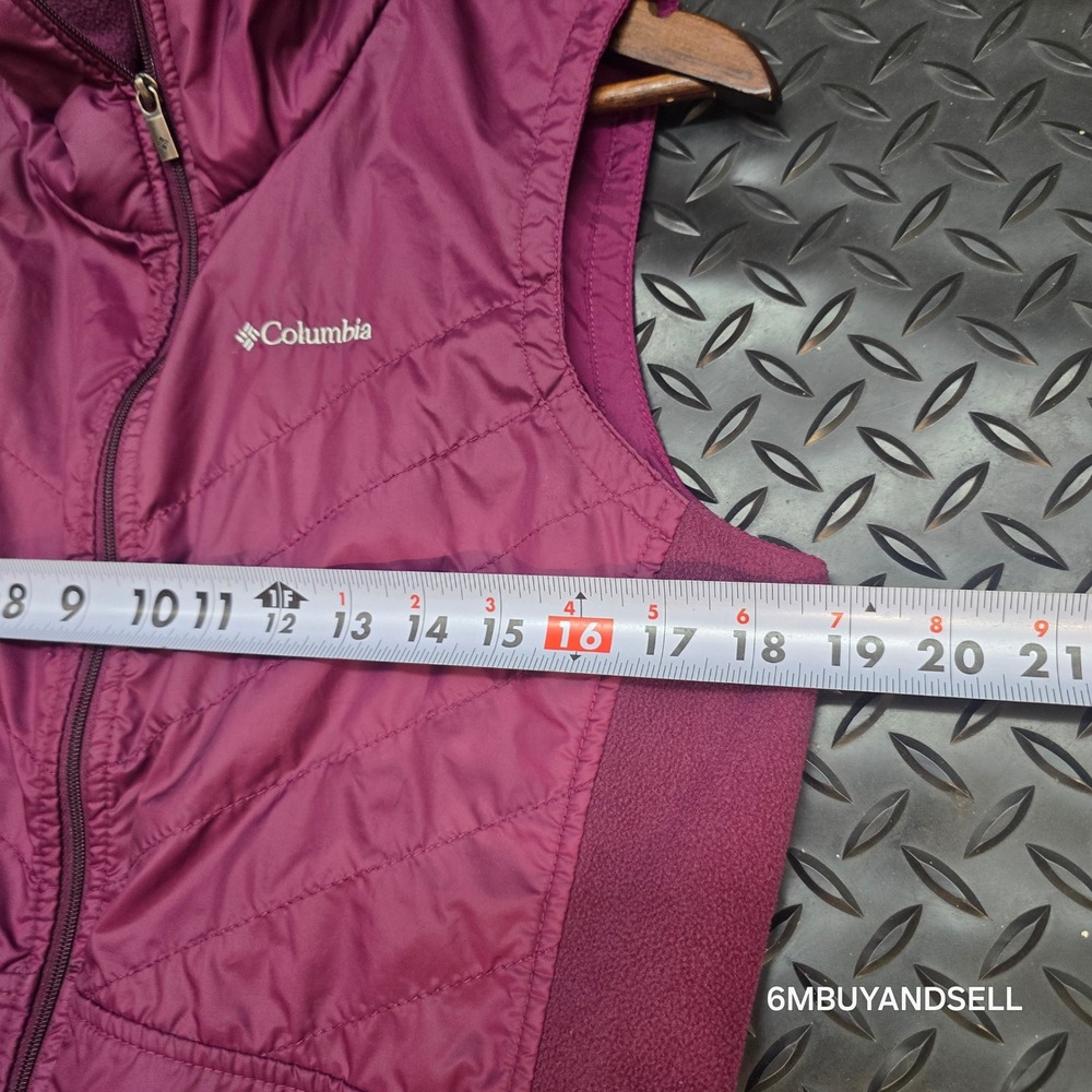 Columbia Womens Purple Quilted Puffer Vest Fleece Side Panels AK1147 Size M - Picture 7 of 9
